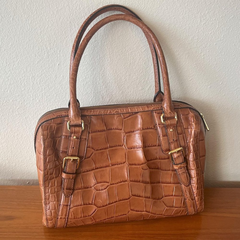 Ralph Lauren Satchel, Crocodile-Embossed Leather